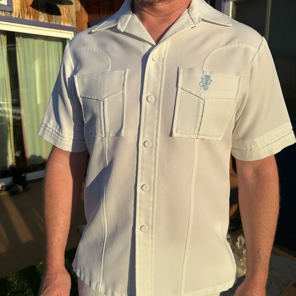 Cream White 100% Autrhtic Vintage 70’s Iolani Hawaii Shirt w/Matching Shorts - Picture 5 of 12